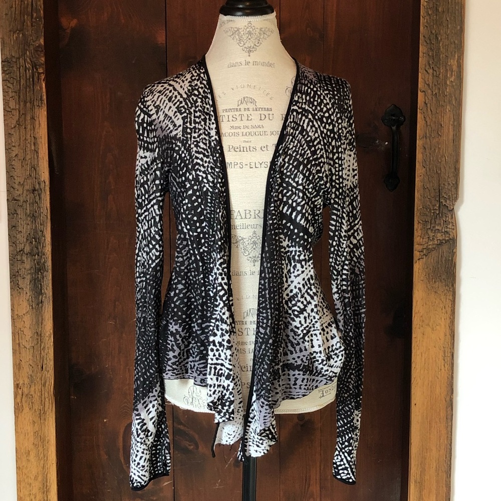 NIC+ZOE Black and White Patterned Cardigan